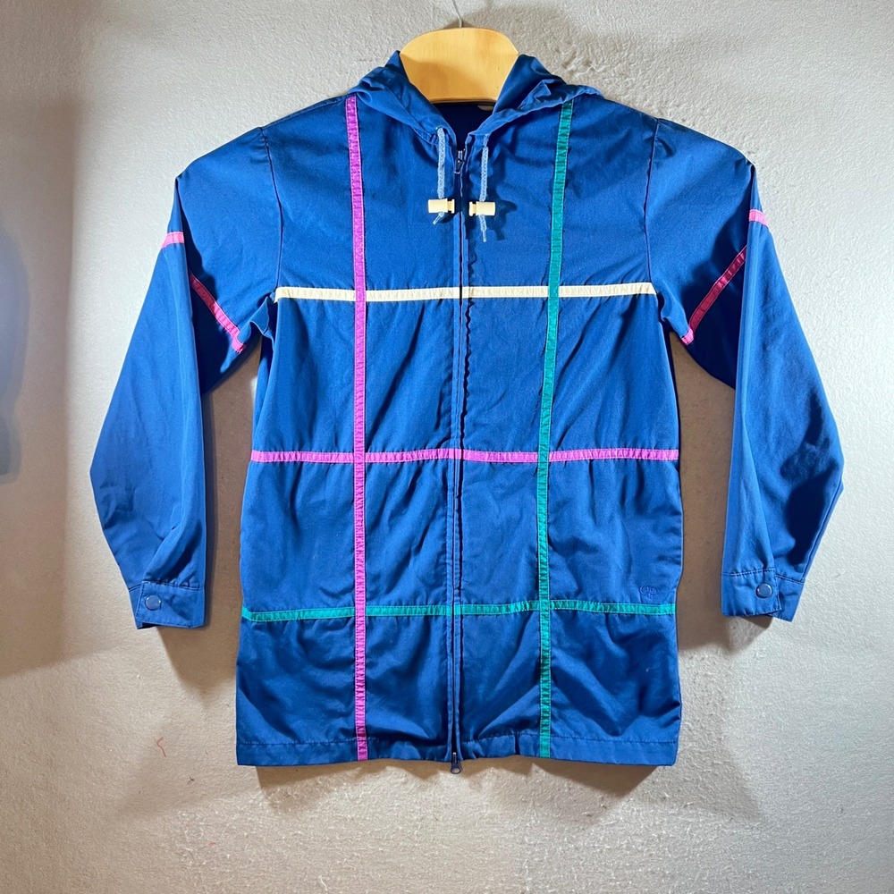 1120 | Vintage Ocean Pacific OP Blue Colorblock Hooded Windbreaker Jacket Mens M